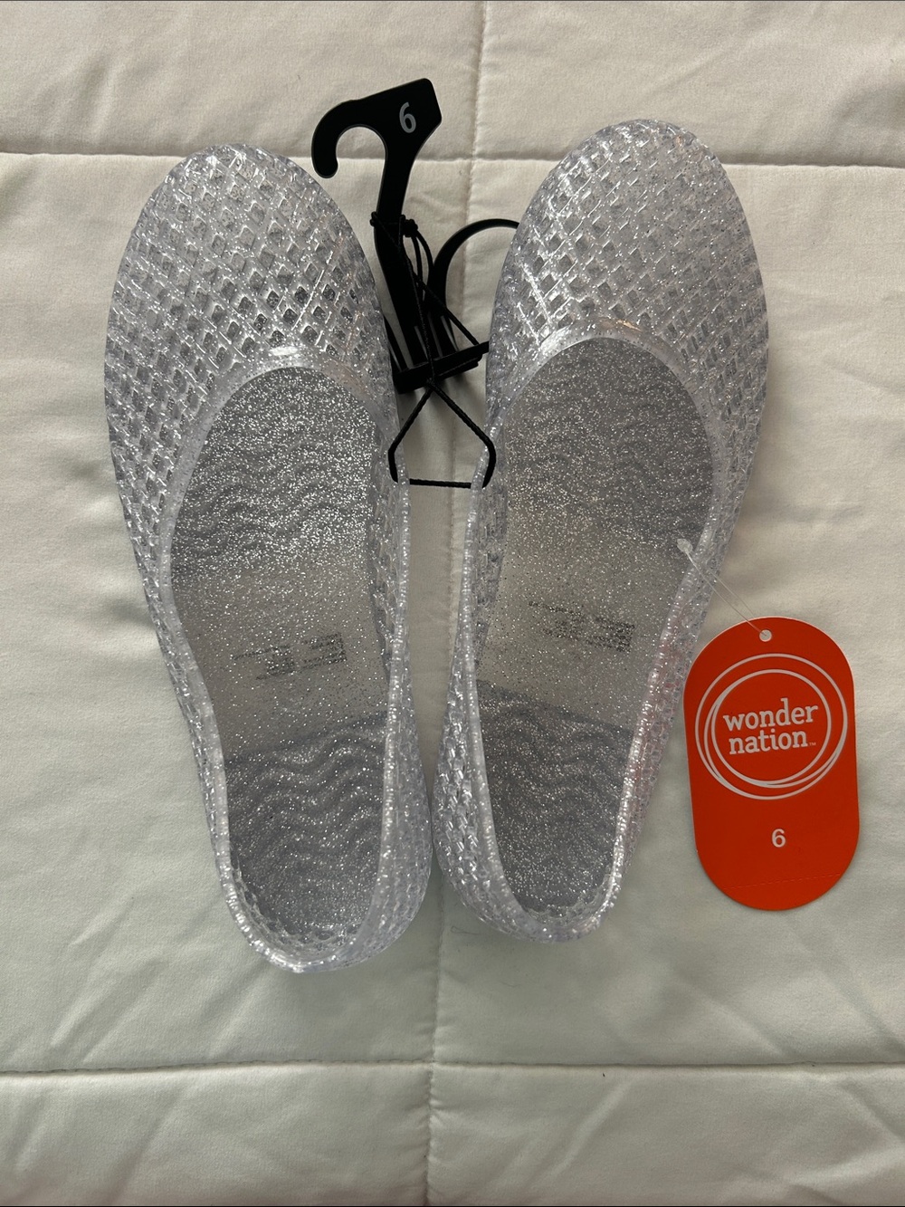 wonder nation Clear Silver Sparkle Jelly Flats